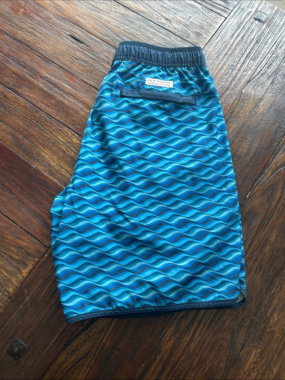 Fair Harbor Blue Wave Print Swim Trunks